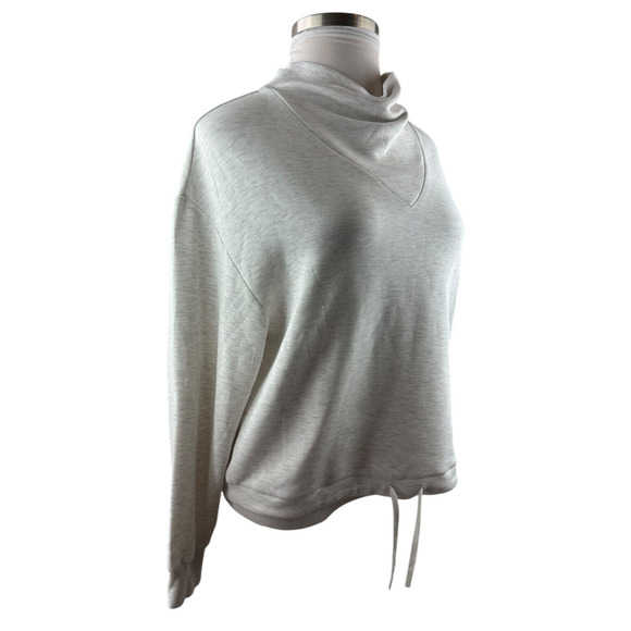 Varley Betsy Sweat Doublesoft Oversized Cowl Neck Sweatshirt Ivory Marl Medium - Picture 7 of 16